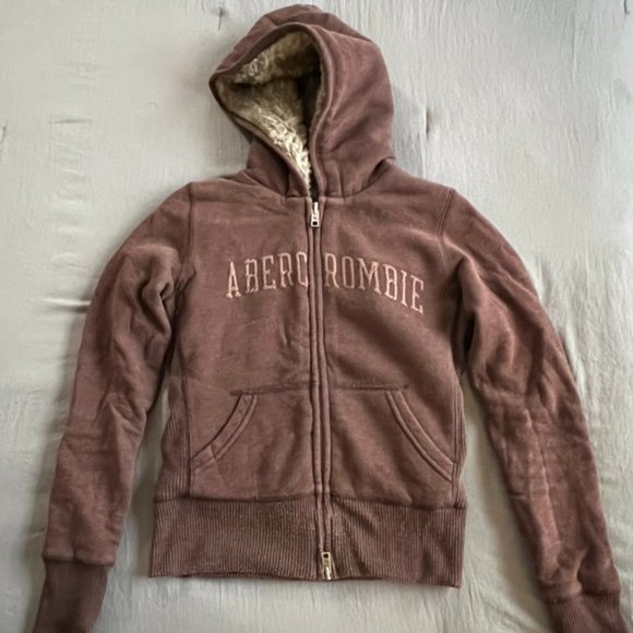 Vintage Abercrombie Faux Fur lined hoodie - Picture 1 of 6